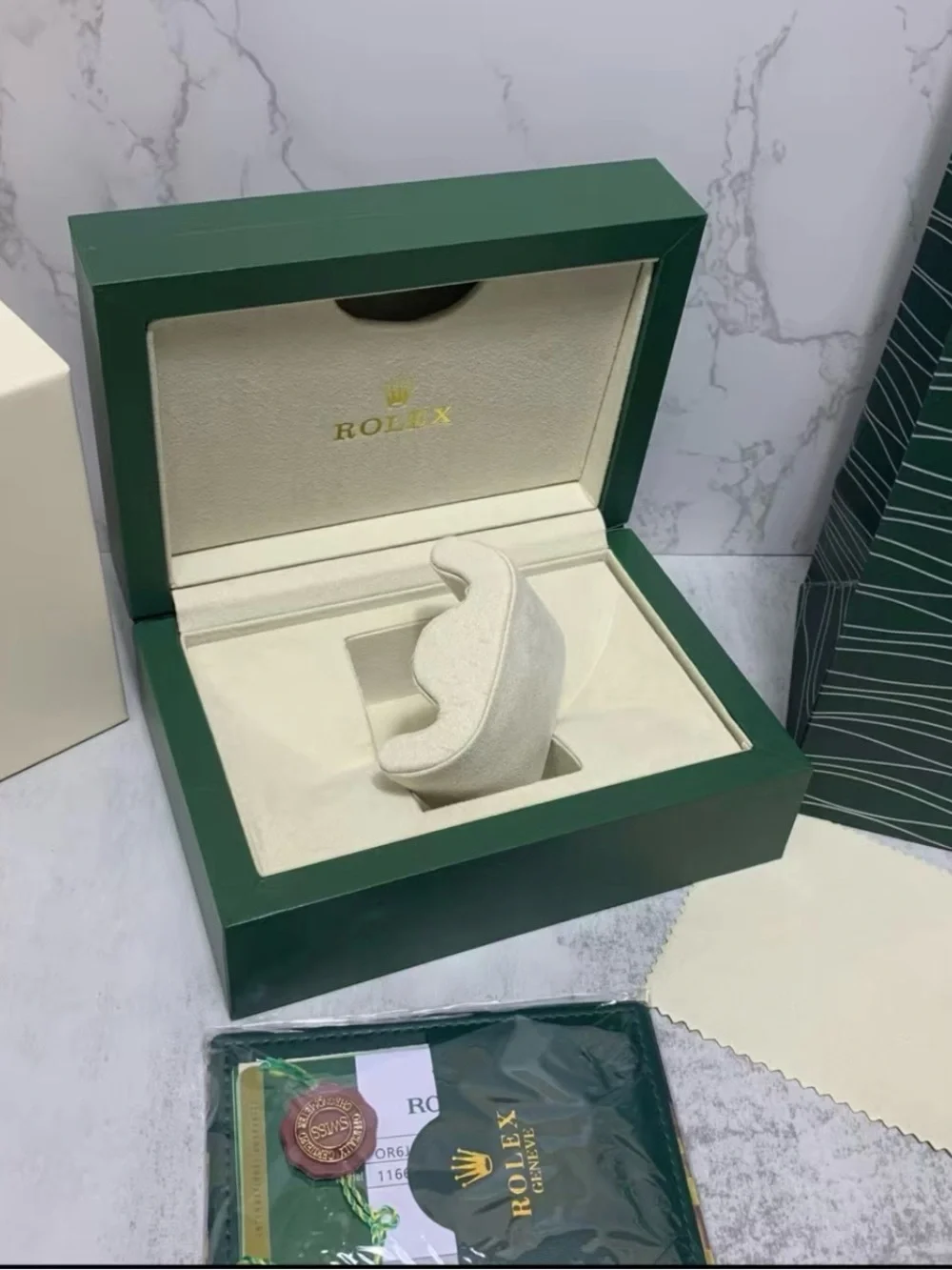 Rolex Dark Green Presentation Watch Box with Gold Crown Accent